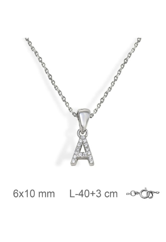 Collar Letra con Circonitas Plata Ley