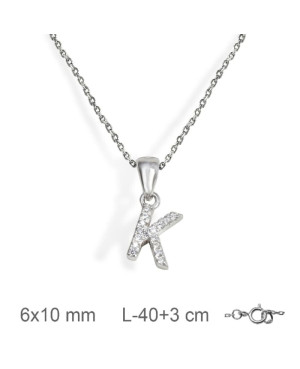 Collar con Letra y Circonitas de Plata Ley