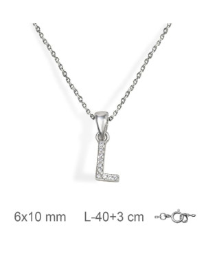 Collar con Letra y Circonitas de Plata Ley