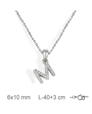 Collar con Letra y Circonitas de Plata Ley
