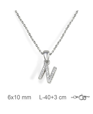 Collar con Letra y Circonitas de Plata Ley