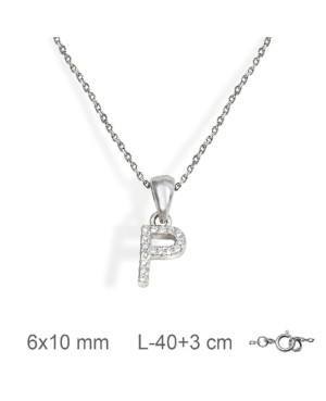 Collar con Letra y Circonitas de Plata Ley