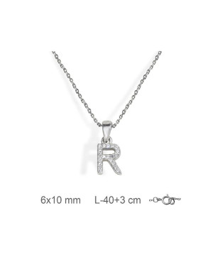 Collar con Letra y Circonitas de Plata Ley