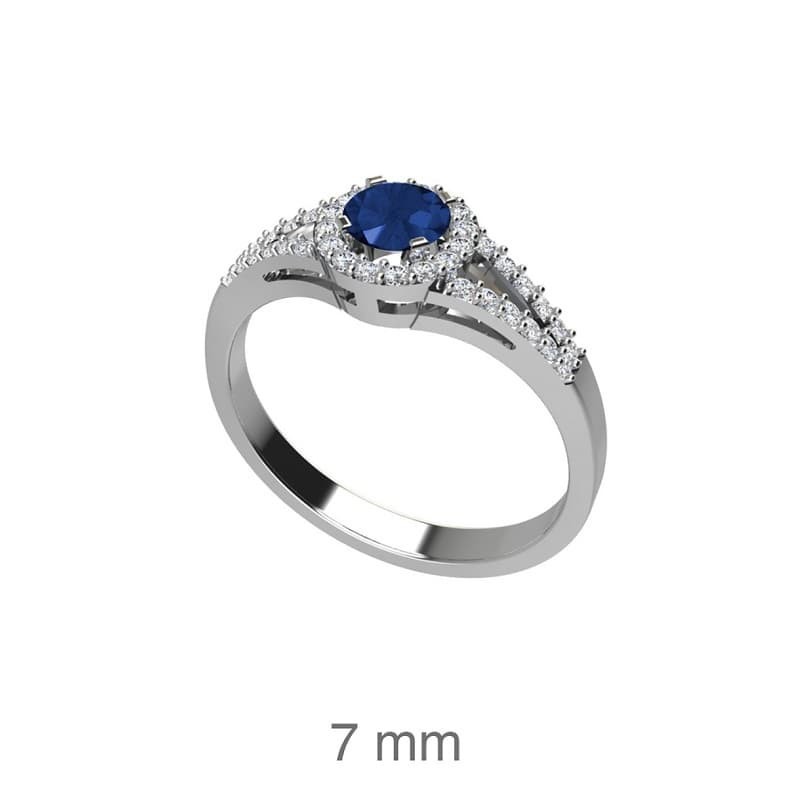 Anillo Circonitas y Gema color Azul en Plata Ley