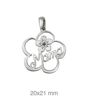 Colgante Mama con Flor Plata Ley