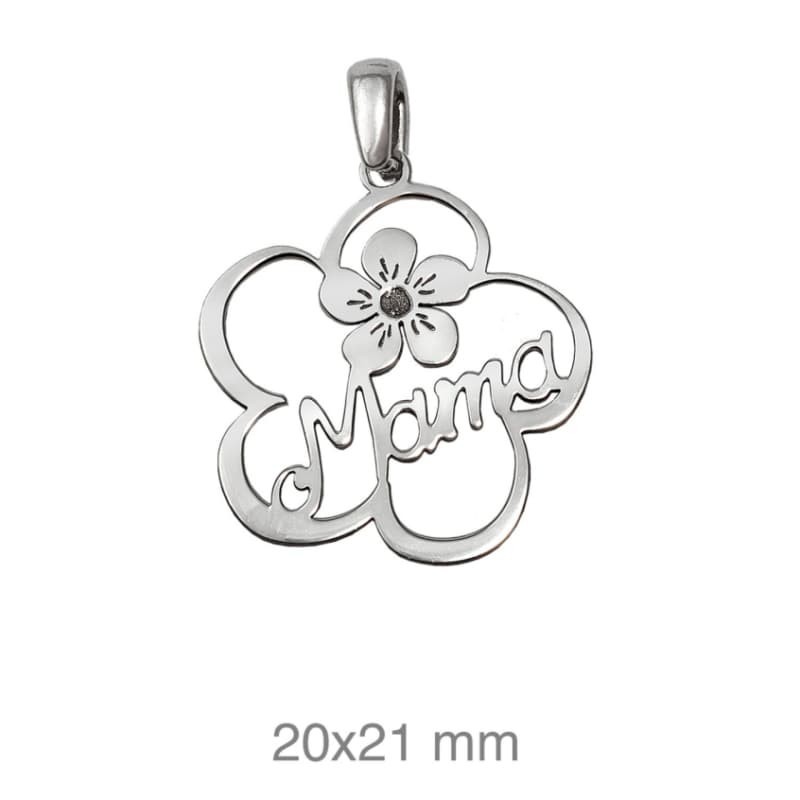 Colgante Mama con Flor Plata Ley