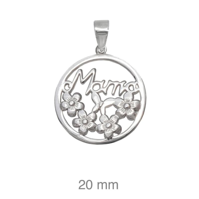 Colgante Mama con Flores Plata Ley