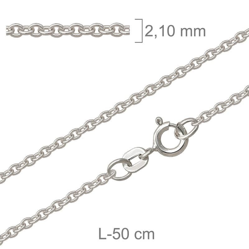 Cadena Rolo 50cm Plata Ley Rodiada