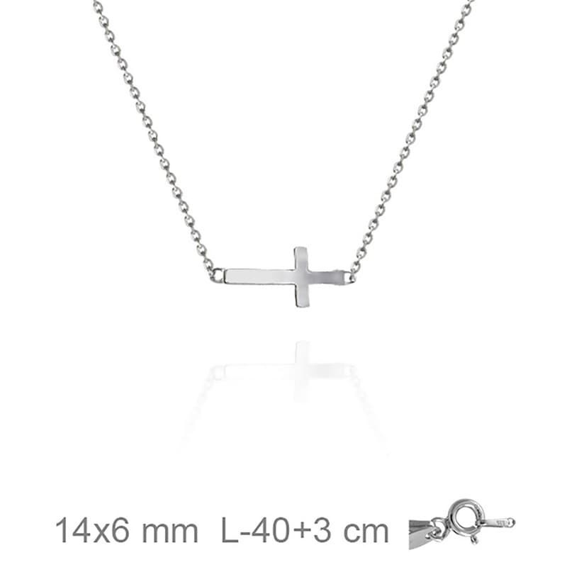 Collar Cruz Tumbada de Plata Ley