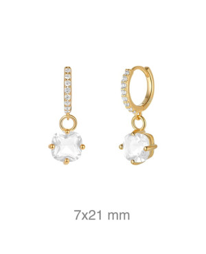 Pendientes Aros con Circonitas Plata Ley Bañada en Oro