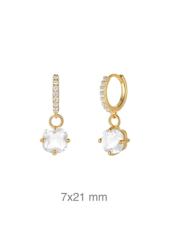 Pendientes Aros con Circonitas Plata Ley Bañada en Oro