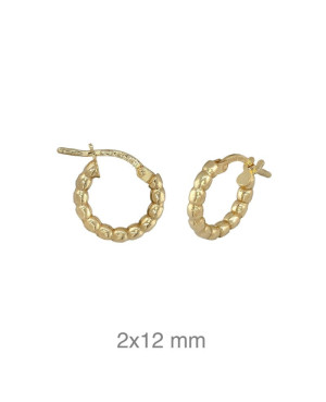 Pendientes Aros de Bolas Plata Ley Bañada en Oro