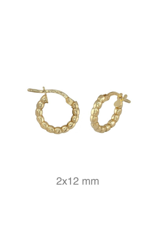 Pendientes Aros de Bolas Plata Ley Bañada en Oro