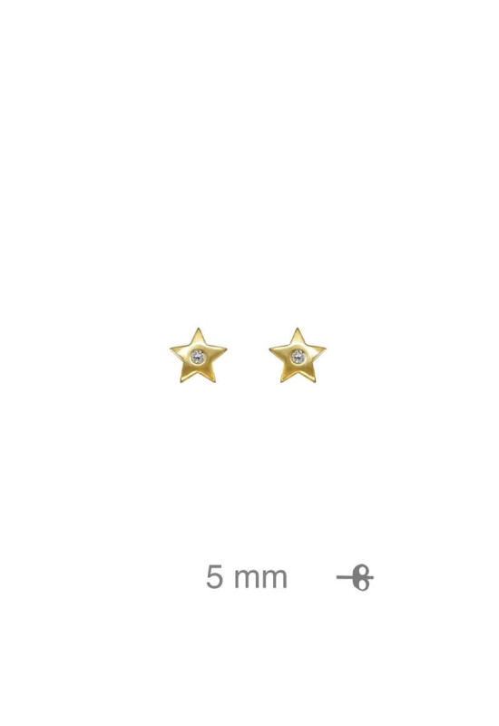 Pendientes Estrella con Circonitas Plata Ley Bañada en Oro