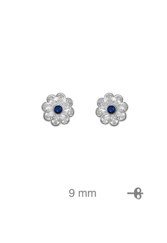 Pendientes con Circonitas color Zafiro en Plata Ley