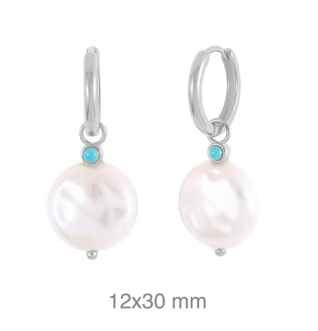 Pendientes Aros con Perla en Plata Ley
