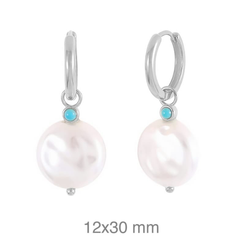 Pendientes Aros con Perla en Plata Ley