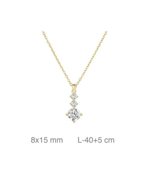 Collar con Tres Circonitas en Plata Ley Bañada en Oro