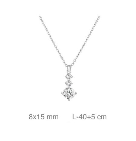 Collar  con Tres Circonitas en Plata Ley