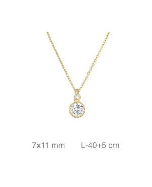 Collar con Dos Circonitas en Plata Ley Bañada en Oro