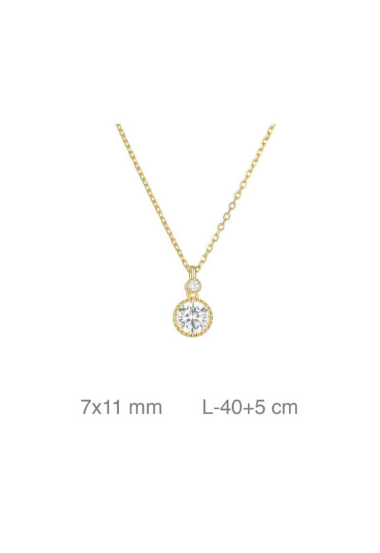 Collar con Dos Circonitas en Plata Ley Bañada en Oro