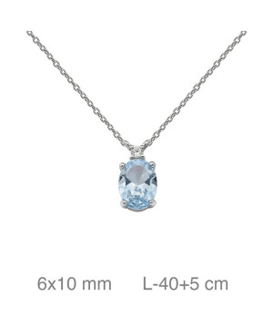 Collar con Circonita color Aguamarina en Plata Ley