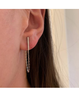 Pendientes con Cadena y Circonitas Plata