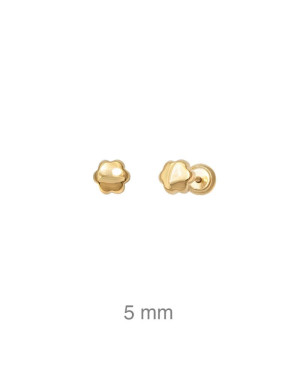 Pendientes Flor Rosca Plata Ley con Baño de Oro