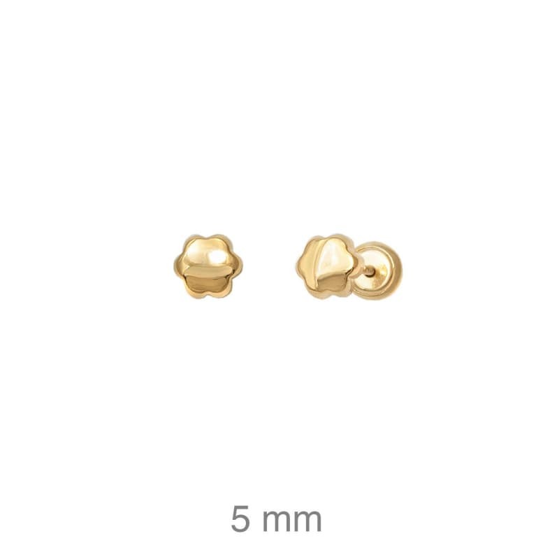 Pendientes Flor Rosca Plata Ley con Baño de Oro