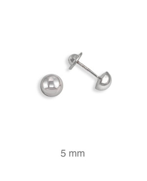 Pendientes Media Bola  Rosca Plata Ley