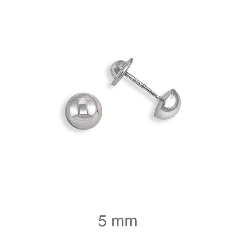 Pendientes Media Bola  Rosca Plata Ley