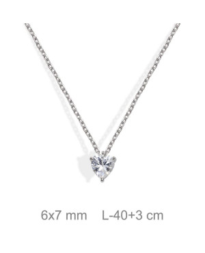 Collar Corazón Circonita Plata Ley