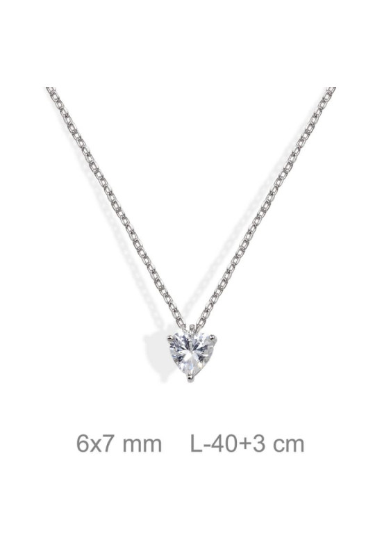 Collar Corazón Circonita Plata Ley