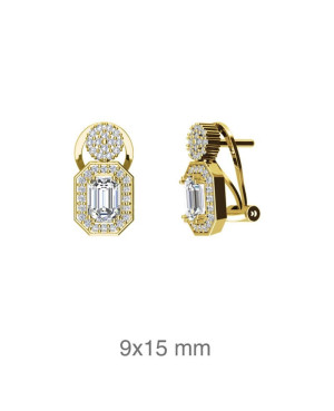 Pendientes Omega Circonitas Plata Ley Bañada en Oro