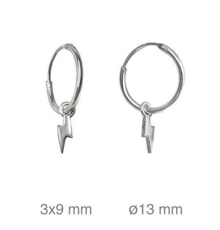 Pendientes Aros con Rayo Plata Ley