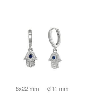 Pendientes Aros con Mano de Fátima Plata Ley