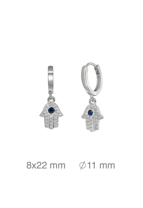 Pendientes Aros con Mano de Fátima Plata Ley