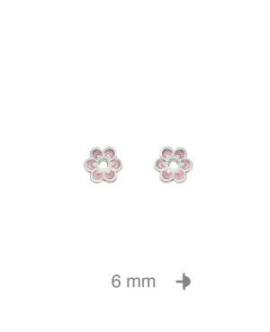 Pendientes Flor Rosa Rosca Plata Ley