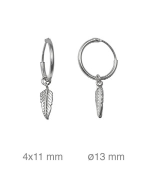 Pendientes Aros Pluma Plata Ley