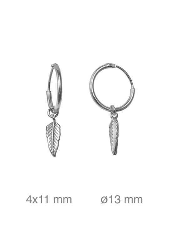Pendientes Aros Pluma Plata Ley