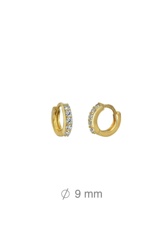 Pendientes Aros Circonitas Plata Ley Bañada en Oro