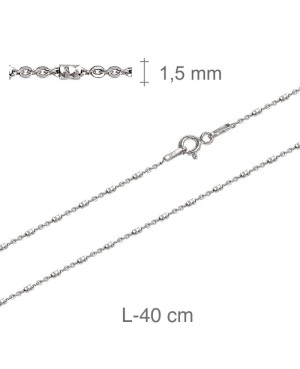 Cadena Tube 2 Brite 40cm Plata Ley Rodiada