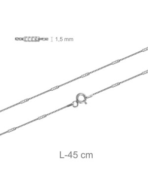 Cadena Tube Brite 45cm Plata Ley Rodiada