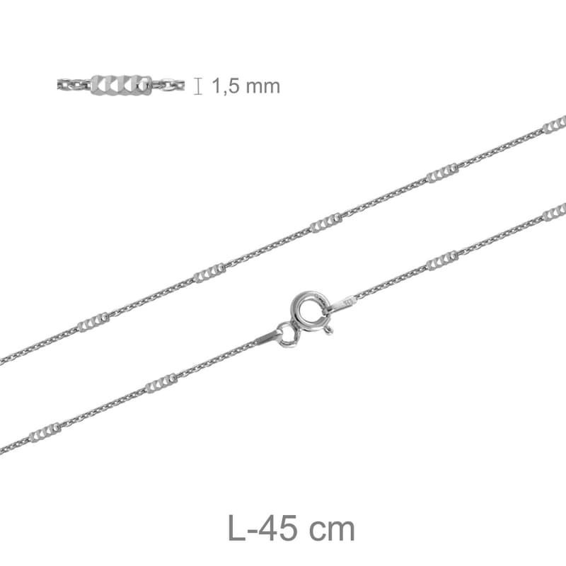 Cadena Tube Brite 45cm Plata Ley Rodiada
