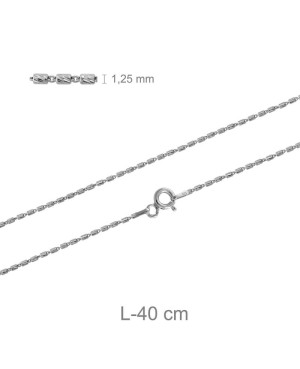Cadena Tube 40cm Plata Ley Rodiada