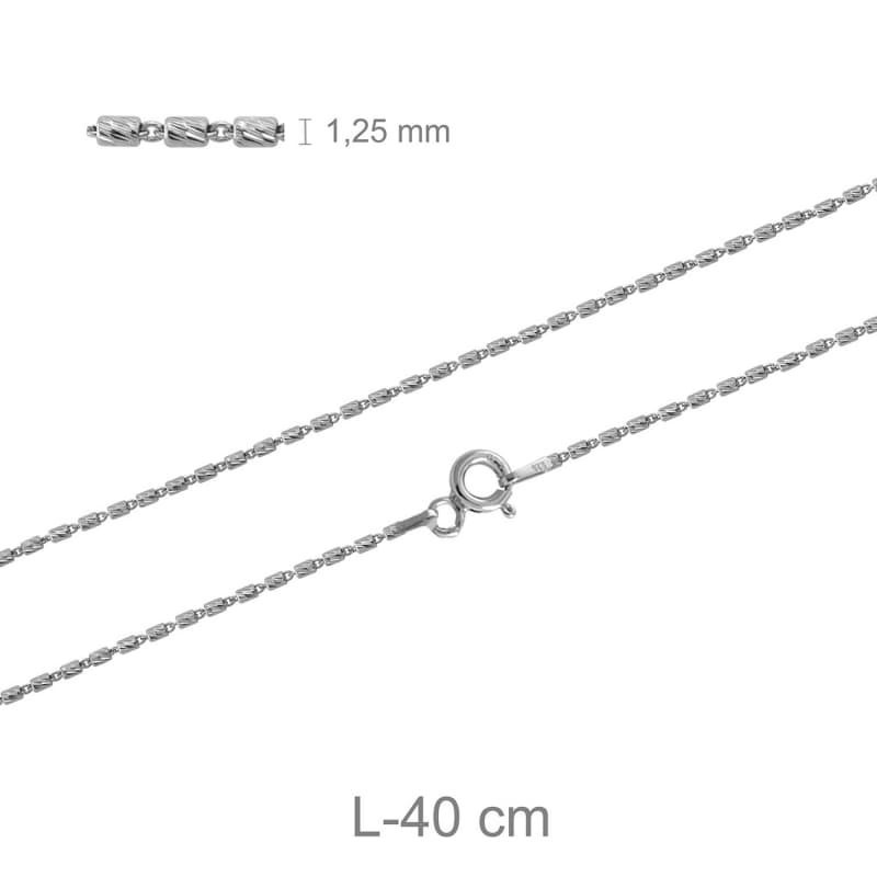 Cadena Tube 40cm Plata Ley Rodiada
