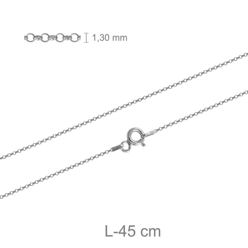 Cadena Rolo 45cm Plata Ley Rodiada