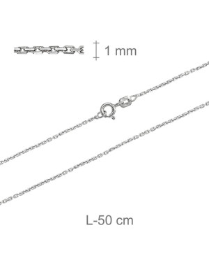 Cadena Volga Forzada 50cm Plata Ley Rodiada