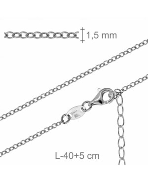 Cadena Belcher 40+5cm Plata Ley Rodiada