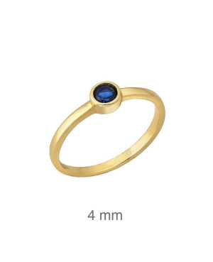 Anillo Solitario Circonita Azul Plata Ley